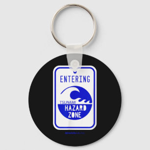 Chaveiro Tsunami Hazami Zone Road Sign Funny Beach And Shor