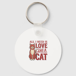 Chaveiro Tudo que Preciso é Amor e um Gato Gato Vintage Ama