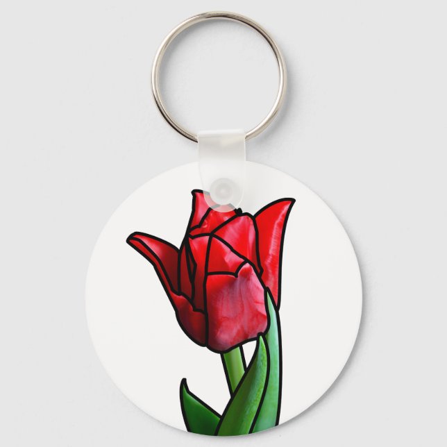Chaveiro Tulipa de Vidro Vermelho Exótica (Frente)