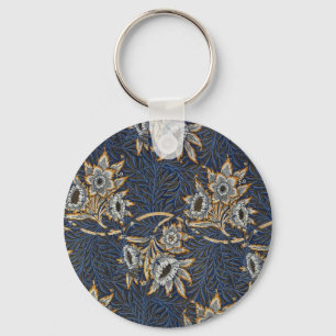 Chaveiro Tulipa de William Morris no padrão Willow em azul 