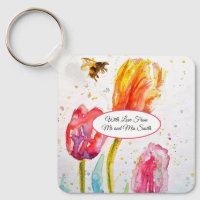 Tulipa Vermelha Rosa e Pintura de Aquarela de Abel