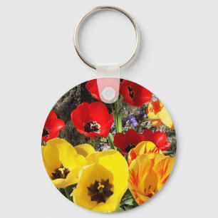 Chaveiro Tulipas Amarelas e Vermelhas