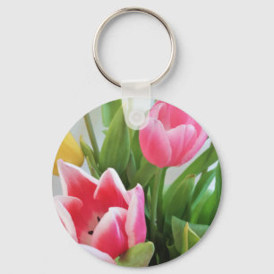 Chaveiro Tulipas cor-de-rosa, Buquê de Primavera, flores