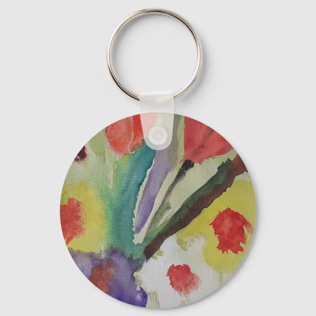 Chaveiro Tulipas de abstrato e Flores de Mola (Frente)