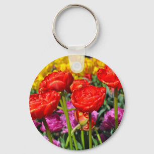 Chaveiro Tulipas duplas vermelhas
