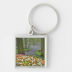 Chaveiro Tulipas e estrada, Jardins Keukenhof, Lisse,