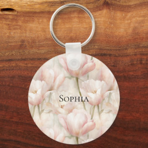 Chaveiro Tulipas Rosa Esbranquiçadas Floral