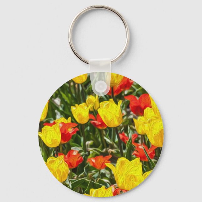 Chaveiro Tulipas Vermelhas e Amarelas (Frente)