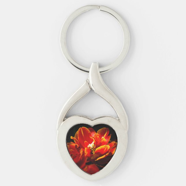 Chaveiro Tulipas vermelhas fundo escuro (Frente)
