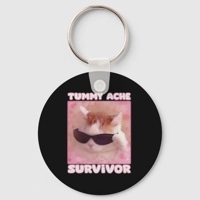 Chaveiro Tummy Ache Sobrevivente Cat Engraçado (Frente)