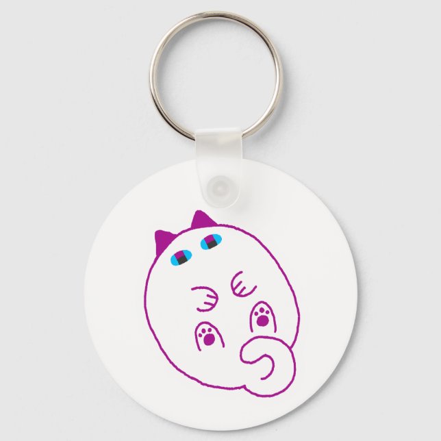 Chaveiro Tummy Chonky White Cat Keychain (Frente)