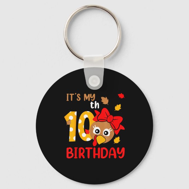 Chaveiro Turkey 10th Birthday Autumn Thanksgiving Party Boy (Frente)