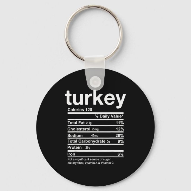 Chaveiro Turkey Nutrition Facts Funny Thanksgiving Food Chr (Frente)