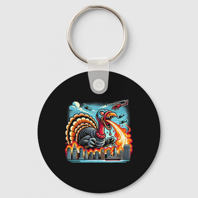 Chaveiro Turkeyzilla – Dinossauro de Ação de Graças que res (Frente)