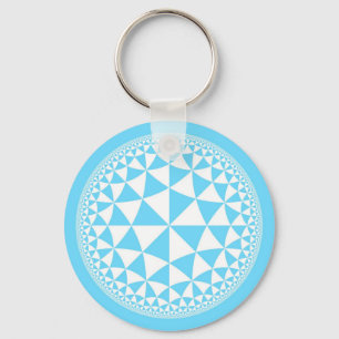 Chaveiro Turquesa Aqua e Triângulo Branco Cheio Mandala