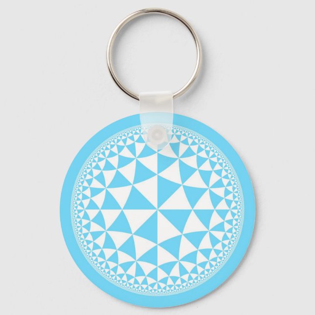 Chaveiro Turquesa Aqua e Triângulo Branco Cheio Mandala (Frente)