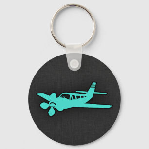 Chaveiro Turquesa; Avião azul verde pequeno