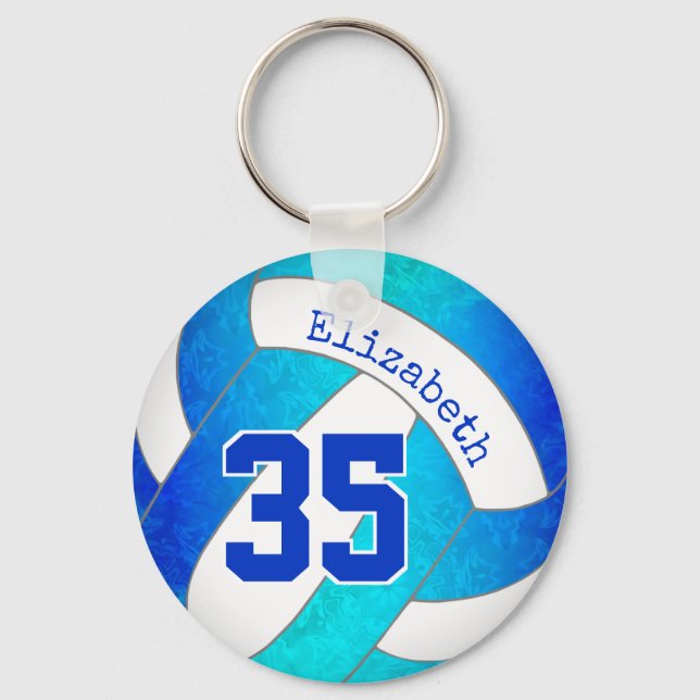 Chaveiro turquesa e voleibol de giro azul personalizado (Frente)
