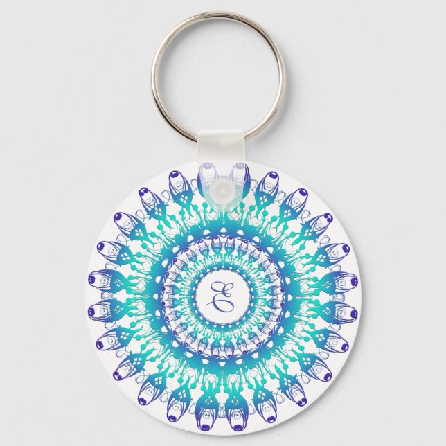 Chaveiro Turquesa étnica Mandala (Frente)