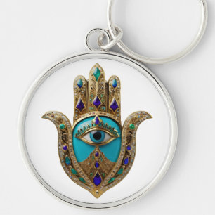 Chaveiro Turquesa Terceiro Olho Hamsa