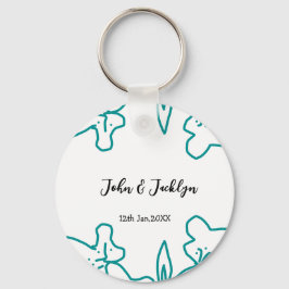 Chaveiro Turquoise blue wedding couple name date flstylish 