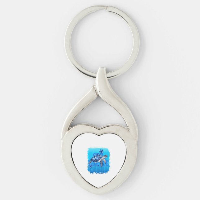 Chaveiro Turtle Blue Sea Square (Frente)