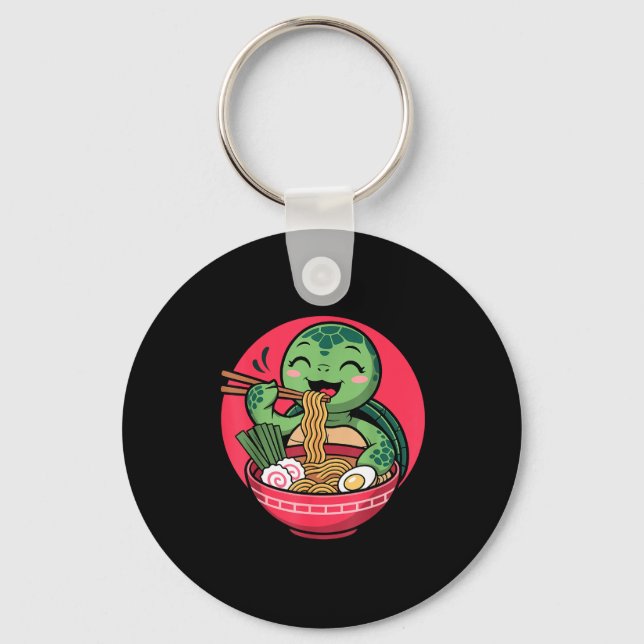 Chaveiro Turtle Eating Ramen Kawaii Turtle Japanese Kawaii  (Frente)