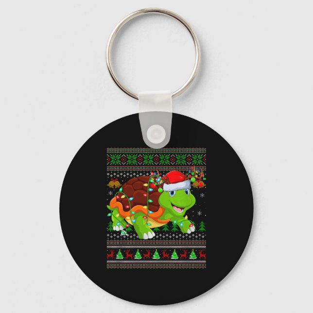 Chaveiro Turtle Ugly Christmas Sweaters Holiday Santa Cute  (Frente)