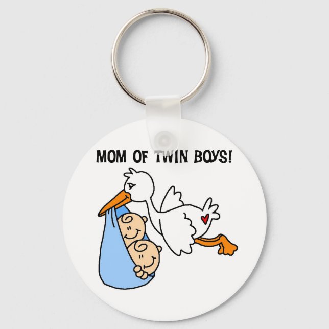 Chaveiro Twin Boys, Camisetas e presentes da mamãe-Stork (Frente)
