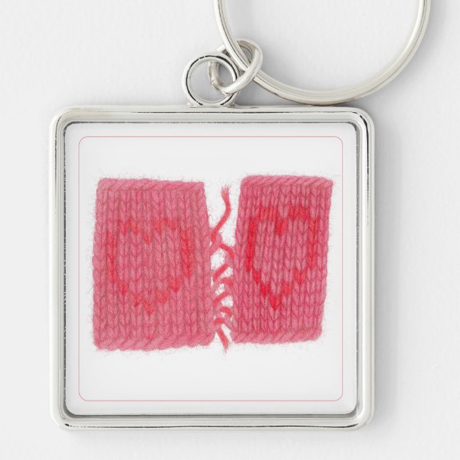 Chaveiro TWO HEARTS KNIT Pulseira Quadrada Premium (Frente)