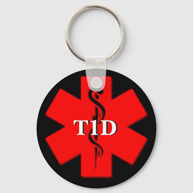 Chaveiro Type One Diabetes Medical Alert keychain (Frente)