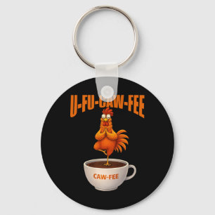 Chaveiro U-fu Caw-fee Ioga Divertido Galinha Café Meditação