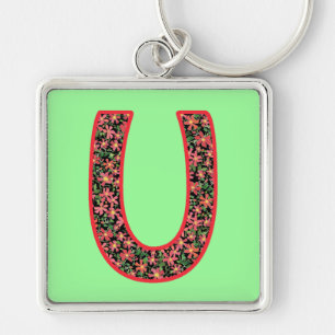 Chaveiro U Monograma Personalizado, Padrão Clemati