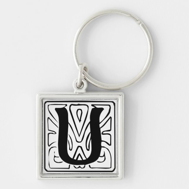 Chaveiro U Monogramm schwarz weiß Schlüsselanhänger (Frente)