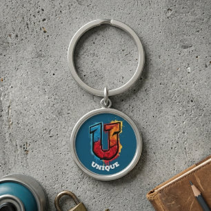Chaveiro "U" Tem o Visual: Monograma de Grafite Personalizá