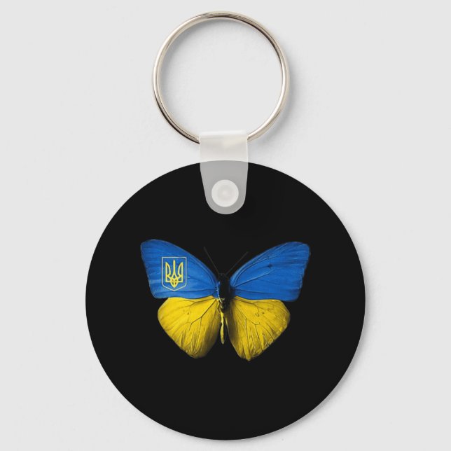 Chaveiro Ucrânia Borboleta Ucrânia Bandeira Ucraniana Amor  (Frente)
