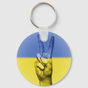 Chaveiro Ucrânia Flag V Mão Paz e Amor