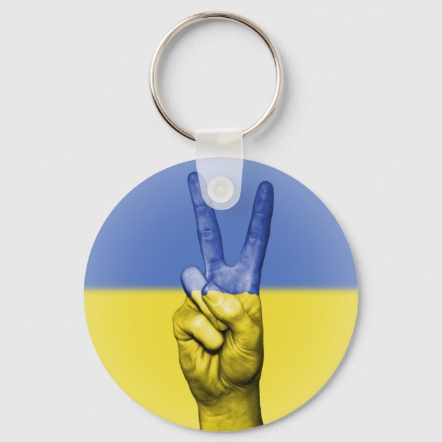 Chaveiro Ucrânia Flag V Mão Paz e Amor (Frente)