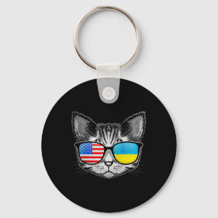 Chaveiro Ucrânia Sinalizador Americano Raízes Cat Ucraniano