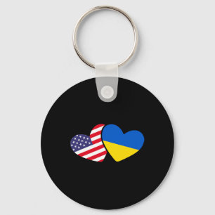 Chaveiro Ucraniano Ucrânia 2 Coração Bandeira Eu Apoio a Uc