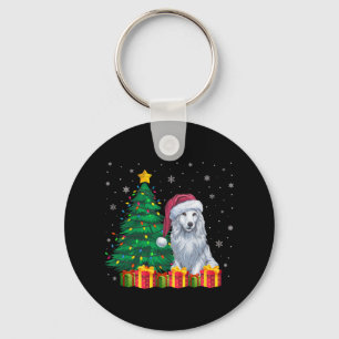 Chaveiro Ugly Akbash Santa Hat O Cachorro das Luzes de Nata