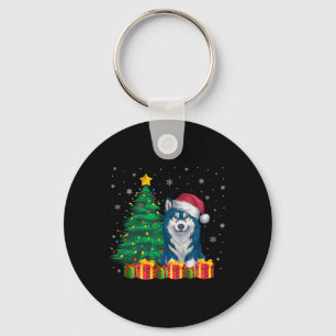 Chaveiro Ugly Alaskan Klee Kai Santa Hat Noite Luzes de Nat