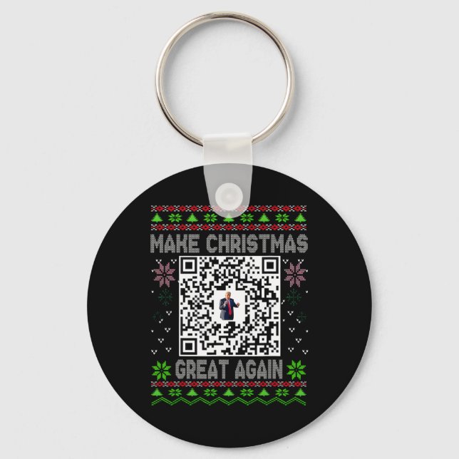 Chaveiro Ugly Christmas Funny Qr President Trump Dance Code (Frente)