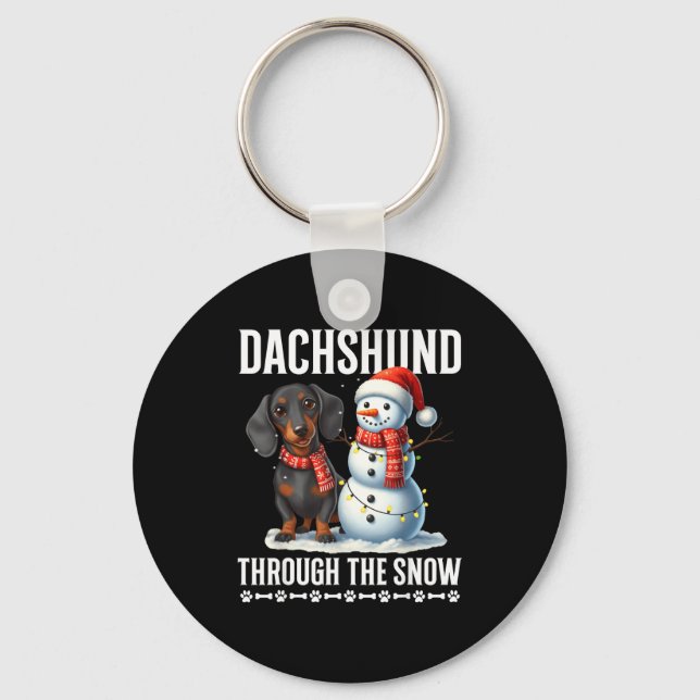 Chaveiro Ugly Dachshund Christmasthrough The Snow Gift Chri (Frente)
