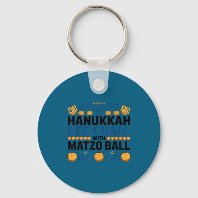 Chaveiro Ugly Hanukkah Deck Hall With Matzo Ball Chanukah  (Frente)