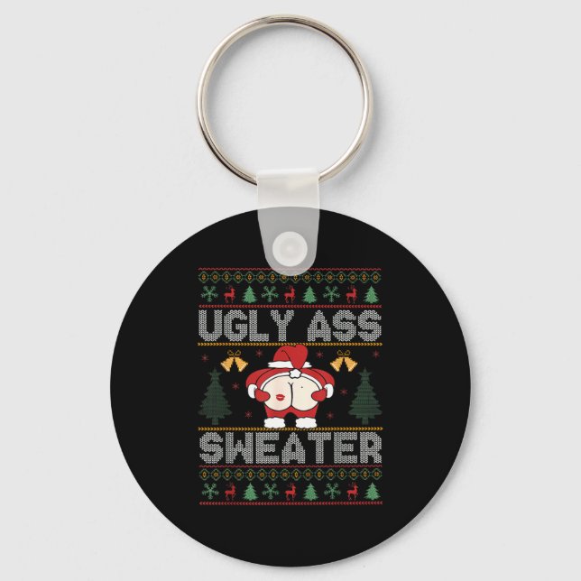 Chaveiro Ugly Sweater Santa Merry Christmas Funny Pajamas X (Frente)