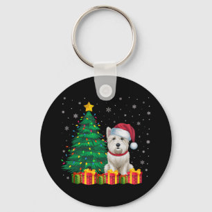 Chaveiro Ugly Westie Papai Noel Luzes de Natal Cachorro X