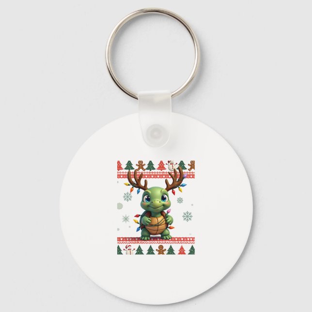 Chaveiro Ugly Xmas Sweater Style Lighting Turtle Christmas  (Frente)