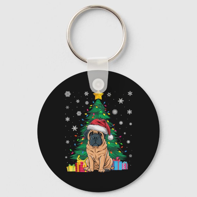 Chaveiro Ugsuater Xmas Tree Luz Inglês Mastiff Dog (Frente)