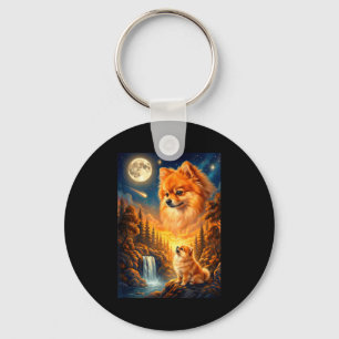Chaveiro Uivando para o meme da lua animal cachorro pomerân